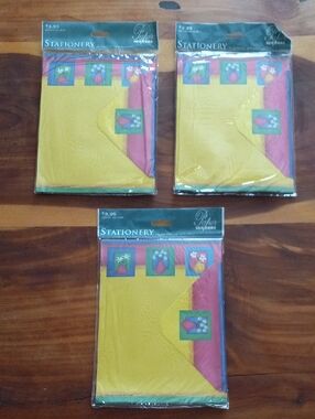 VTG Paper Images Stationery Sets - Lot of 3 New Sealed Floral Yellow/Pink/Blue